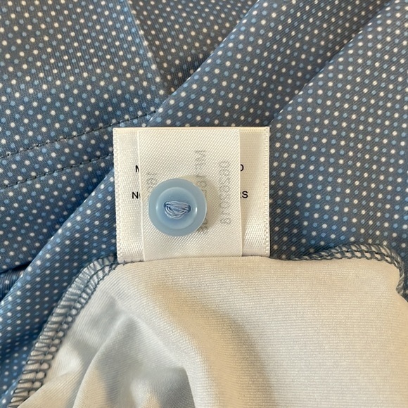 Peter Millar Short Sleeve‎ Light Blue Polo with White Polka Dots Men’s Size XL - Picture 8 of 8